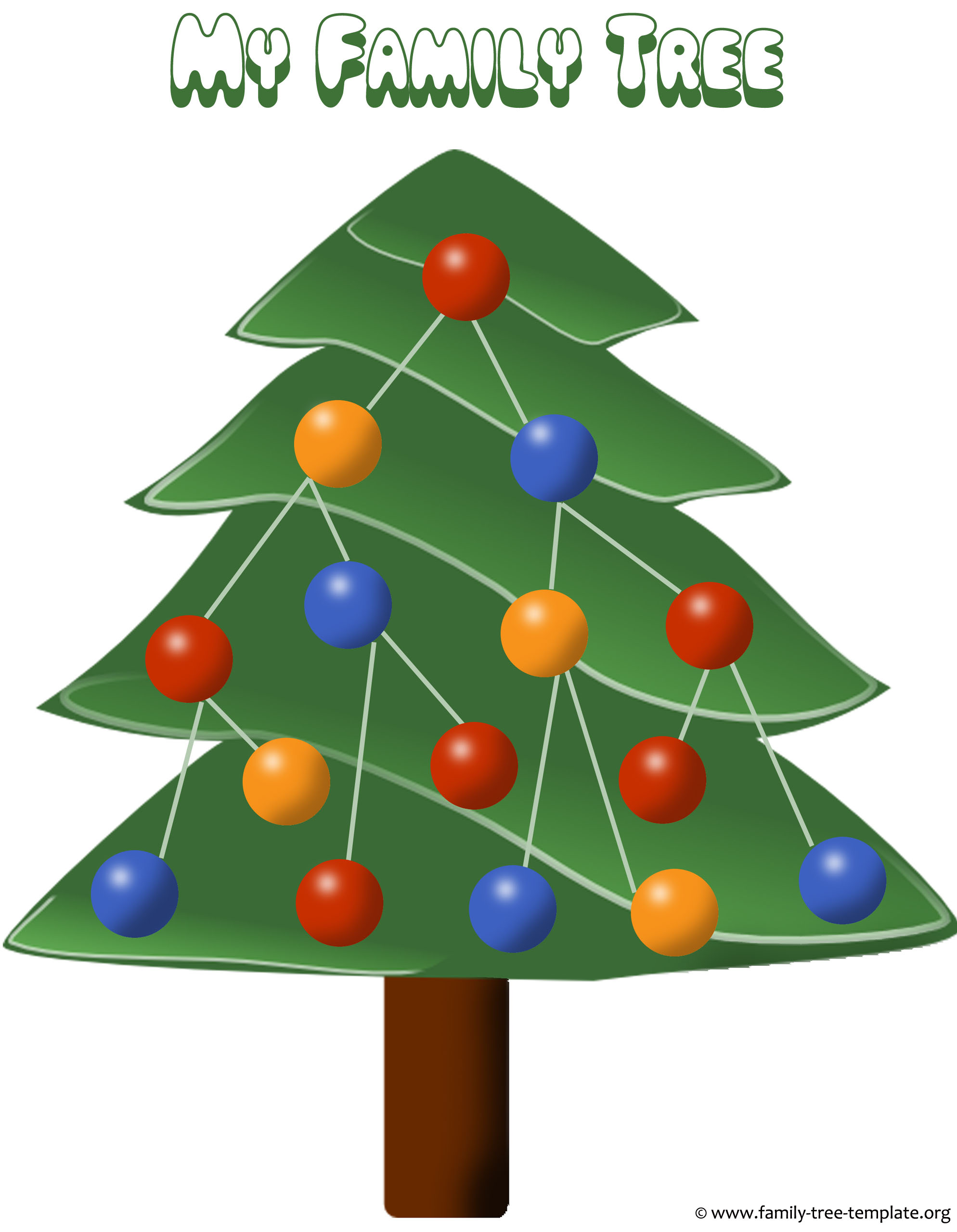 Christmas family tree chart for kids to print.