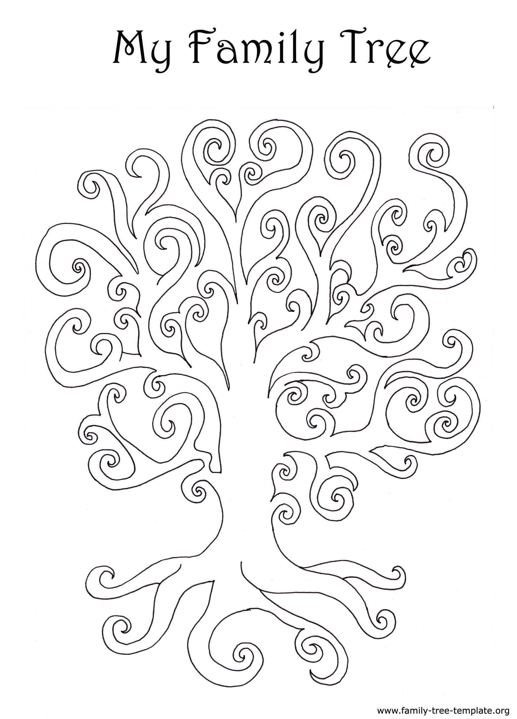 A curly art nouveau tree to fill out with color