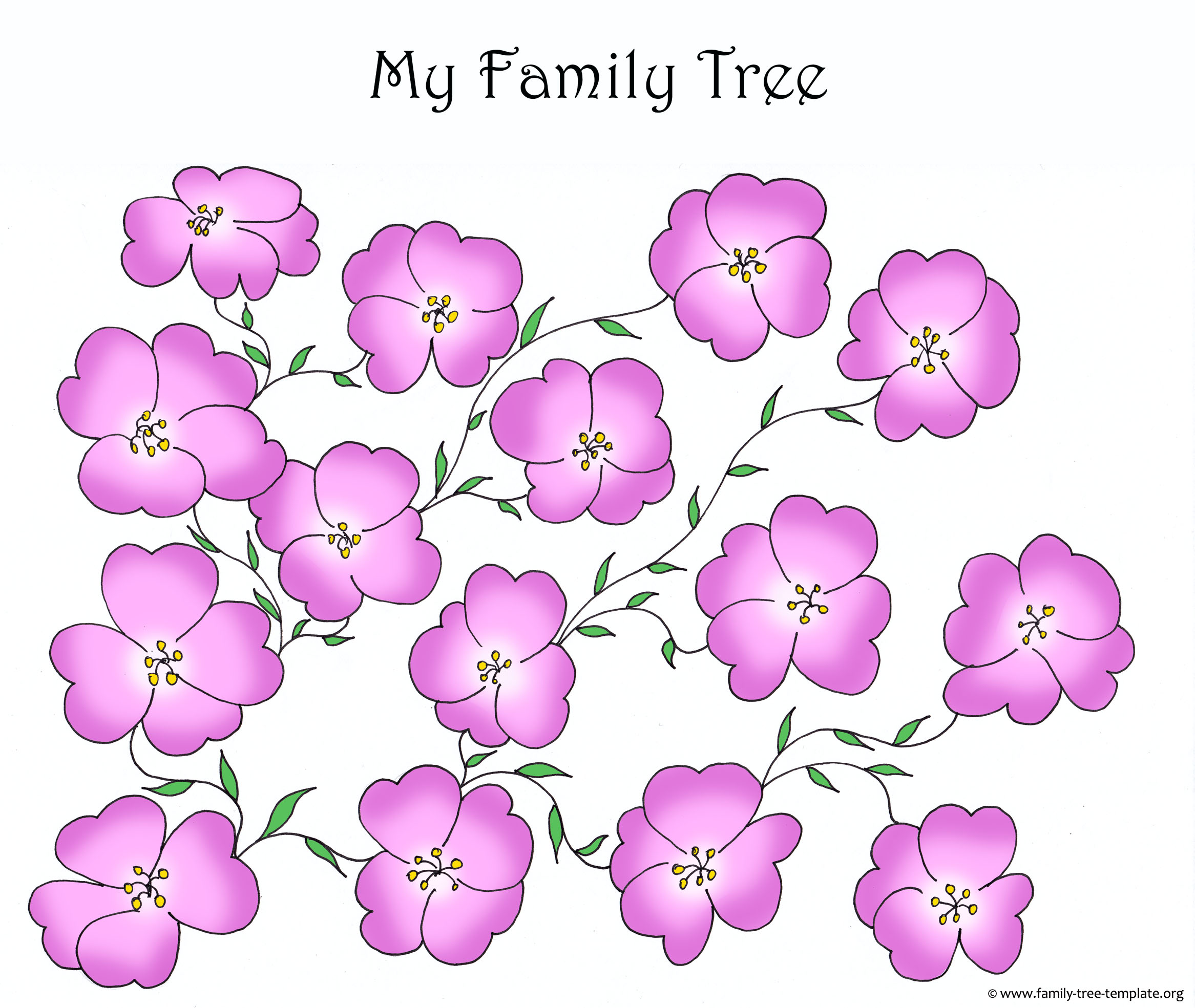 Family tree form with pink flowers.